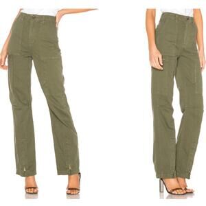 RE/DONE Originals High Rise Cargo Pant in Army Green Military Fatigue Surplus